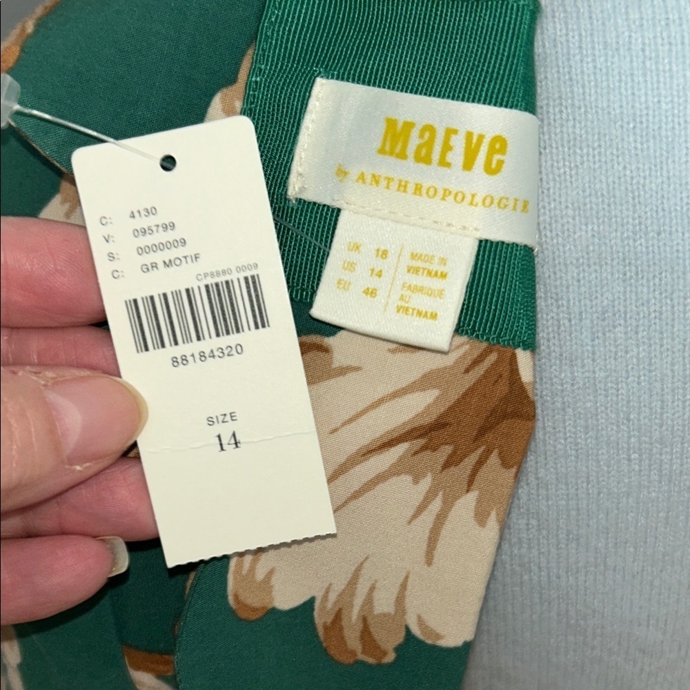 Maeve By Anthropologie Green and Tan Floral Tunic - Picture 11 of 11